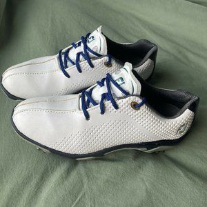 Footjoy FJ Kids Junior DNA Golf Shoes 45023 White/Navy Blue/Gray Youth Size 3M